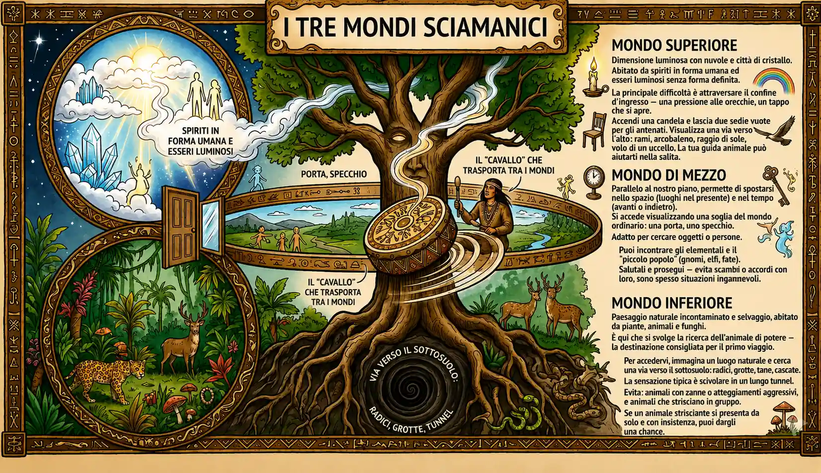 Infografica sui tre mondi sciamanici