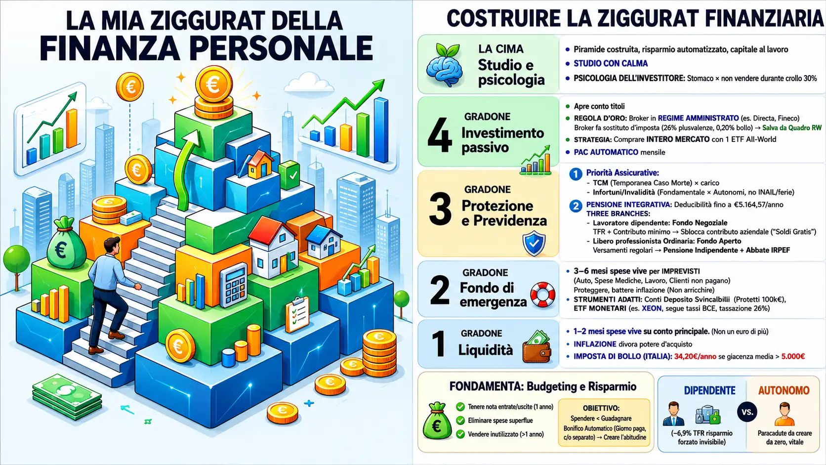 Infografica della ziggurat della finanza personale